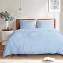Mejoroom Light Blue Duvet Cover Queen Size Queen Duvet Cover Set - Soft and Breathable Comforter Cover with Zipper Closure, 3Pieces, 1 Duvet Cover (90x90) and 2 Pillow Cases(20x26)
