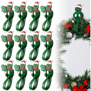 12 Pack Christmas Garland Hangers for Mantle, Reusable Silicone Stocking Holders for Fireplace, Door Frame & Stairways, Large-Sized for Wreath and Christmas Party Decoration (Green)