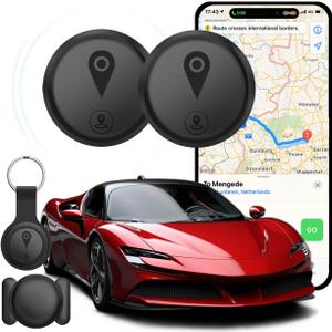 2 Pack GPS Tracker for Vehicles, Mini Hidden Vehicle Locator Portable GPS Tracker for Cars Splashproof Available for iOS Find My (iOS Only), No Monthly Fee Subscription No SIM Card Required - Black