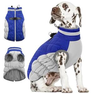 AOFITEE Dog Coat, Warm Dog Jackets for Small Dogs, Dogs Winter Coat with Harness Built in, Reflective Pet Winter Jacket, Waterproof Windproof Puppy Puffer Jacket Fleece Vest, Blue S