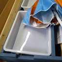 Kids 3-in-1 Sand & Water Table, Wood Outdoor Convertible Picnic Table w/Umbrella, 2 Trays, Removable Top with Faucet, Picnic Table for Outdoor Playset (Blue/Orange)