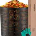 VIVOSUN 500 Gallon Outdoor Compost Bin, Expandable Composter, Easy to Setup & Large Capacity for Backyard, Lawn (Black with Gloves)