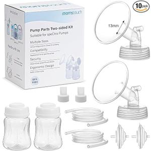 Pump Parts Compatible with Spectra S1/S2/9 Plus, Not Original Accessories, Full Set Replacements Include 13mm Flange, Duckbill Valve, Backflow Protector, Tubing and Bottle