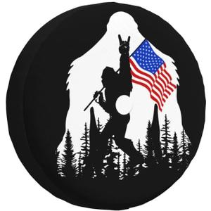 American Flag Camping Spare Tire Cover with Backup Camera Hole Leather Wheel Covers for Wrangler JL (17" for tire's Diameter 31"-32")