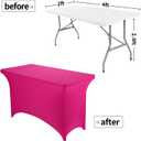 Peomeise 4FT Spandex Table Cover Rectangular Stretch Spandex Tablecloth (Fuchsia,4FT)