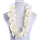 12-Pack Hawaiian Leis Necklace Tropical Luau Hawaii Wreaths Silk Flower Lei Thickened Dance Garland Flower Leis for Party Favor Hula Hawaiian Party Supplies (12, White)