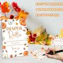 Little Pumpkin Baby Shower Diaper Raffle, Baby Shower Game, Include One 57 Sign and 50 Diaper Raffle Tickets, Fall Autumn Gender Reveal Party Decoration Supplies - FG05