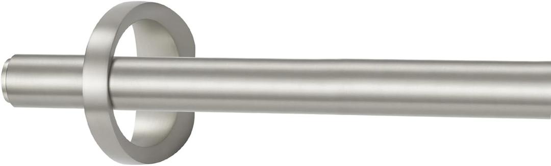 Modern Curtain Rods, 1Inch Diameter Decorative Single Window Rod Telescoping 48-84 Inch Adjustable Drapery Rods Matte Nickel Color For Bedroom Living Room Kitchen Office