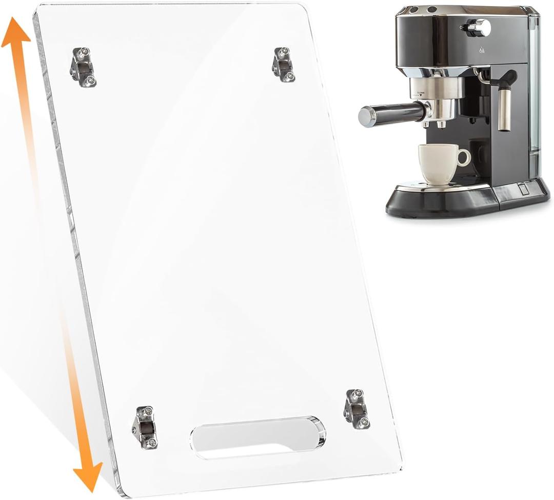 Sliding Tray for Coffee Maker: Acrylic Appliance Slider with Rubber Wheels - Coffee Machine Mat Pot Rolling Tray for Kitchen Countertop - 9.5"x14.5" Clear