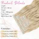 REECHO Clip in Hair Extensions, 4PCS Blonde Hair Extensions 24" Thick Long Beach Waves Invisible Lace Weft Natural Soft Hairpieces for Women Natural Blonde