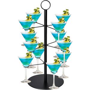 Cocktail Tree Stand for Drinks, Metal Drink Tower 3 Tiers 12 Holders Champagne Tower for Bar Stand Parties Martini Margarita Cups