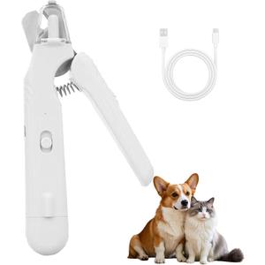 2-in-1 Dog Nail Clipper & Grinder for Dogs & Cats  LED Light, Low Noise, USB Rechargeable  Safe Nail Trimmer for Large, Medium & Small Breeds  Pet Grooming Kit Tool with Dust Cap & Safety Guard