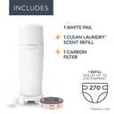 Diaper Genie Complete Diaper Pail (White) Includes 1 Refill (Holds 270 Newborn Diapers) & 1 Carbon Filter