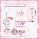 60 Set Breast Cancer Awareness Gifts Bulk Pink Ribbon Pens Keychains Motivational Cards Bags Breast Cancer Awareness Accessories Items for Women Survivor Charity Event Gift Supplies