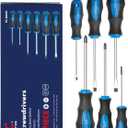ROTATION 6PCS Magnetic Tip Screwdriver Set, 3 Phillips and 3 Flat, Professional Cushion Grip | 6-Piece Hand Tools Set