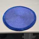 Set of 4 Glitter Braid Round Sparkle Polyester Round Placemat Coster, Blue