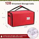 Christmas Ornament Storage Box, Organizer with 8 Removable Trays and Adjustable Dividers Holds 128 Pcs Decoration Balls, Dual Zipper for Christmas Ornament Storage (Red)