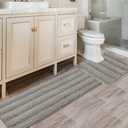 H.VERSAILTEX Bathroom Rugs Bath Rug Set 2 Piece Bathroom Contour Rug Toilet Mat Sets Non Slip Contour Bath Rug Ultra Thick Water Absorbent Striped Bath Mats Washable(47" x 17" Plus 20" x 20" U, Dove)