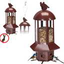 Professional Squirrel Proof Bird Feeders - Sorflife Large Capacity 5.06 lbs, Reliable and Rust Resistant Metal Bird Feeding Station for Prevents Squirrels from Stealing Food and Easy Refilling Brown