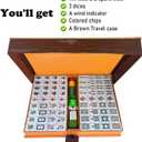 Mahjong Set,Chinese Mahjong Game Set with Carrying Travel Case, 1.5'' Large 146 Tiles with Arabic Numerals, 3 Dices, A Wind Indicator, A Set of Chips, Mah Jongg Set