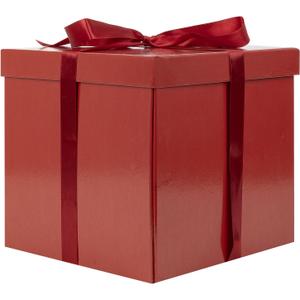 Jaywayang 10" Large Gift Box with Lid and Ribbon, Red Gift Box with Paper Filler for Christmas, Birthday, Valentine's Day, Anniversarry Presents Wrapping.
