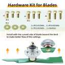 Lawneagle UC22010 Mower Blades with Blade Bolts & Washers for John Deere Z425 Z325E GX255 GX325 GX335 GX345 GX355 X320 X340 X360 X380 Decks Replaces John Deere 54 inch Mower Blades UC22010 M143520