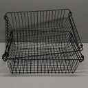 Set of 2 Stackable XXL Wire Baskets For Pantry Storage and Organization -16x12in Large Metal Food Baskets -Vegetable,Fruit,Potato,Onio, Pantry Storage Bins With Handles (Black, XXL)