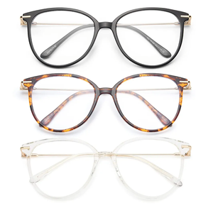 Gaoye Blue Light Blocking Glasses Women/Men, Fashion Cat Eye Fake Eyeglasses UV Ray Filter Computer Gaming Glasses (3 Pack, Black+Tea Leopard+Transparent)