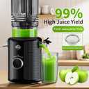 Cold Press Juicer Machine, 5-Inch Wide Chute Masticating Juicer, 1.2L Slow Juicer for Whole Fruits & Vegetables, Easy to Clean Electric Juice Extractor, Juice Maker with Recipe Guide, Black & Gray