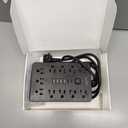 JouleLoom 6 FT Flat Plug Surge Protector Power Strip,11 Multiple AC Outlets with 6 USB Ports (2 USB C), 6 Feet Extension Cord, 1250W/10A, One Touch Switch Button, 17 in 1 Compact powerstrip