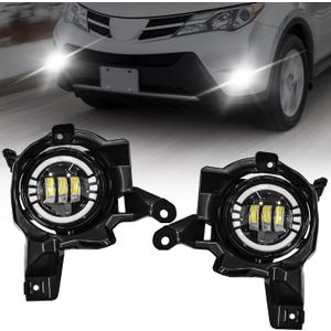 LED Fog Lights with DRL For 2013 2014 2015 Toyota RAV4, Amber Turn Signal,White Daytime Running Light, Front Bumper Fog Lamps Replacement with Wiring Harness,Easy to Install
