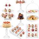 10 Pcs White Cake Stand Set Metal Cupcake Stands, Multiple Styles Dessert Display Tower for Candy Fruit, Cake Serving Trays for Birthday, Wedding, Anniversary, Baby Shower, Engagement Party