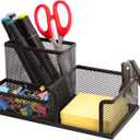 Ludato Desk Organizers Mesh Pencil Holder3 Compartments Black Mesh Pen Holder Storage for Office Desk Accessories