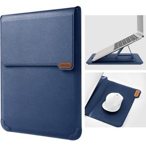 Nillkin Laptop Sleeve 15.6 inch (3-in1), MacBook Sleeve with Adjustable Stand & Mouse Pad, 2 Stand Modes, 15 inch Laptop Case, Slim MacBook Accessories for Samsung/Surface/Chromebook 13-15.6'', Blue