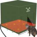 Large Heated Cat House for Outdoor Cats in Winter, Tepoal Weatherproof Outdoor Feral Cat House, Elevated Kitty House with Heating Pad Bed for Outside Barn Cats, Strays (16x20x18 Inches)