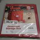 ZOBER Christmas Ornament Storage Box - Stores 64 3" Ornaments, With Dividers - Ornament Organizer Storage Box, Durable Christmas Containers Holder, Dual Zipper - Red