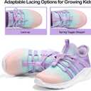 RUNSIDE Girls Tennis Shoes Lightweight Sports Kids Sneakers Lace-up for Running/Walking, Toddler/Little Kid/Big Kid, 1 Big Kid, Pink Purple