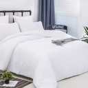 CLOTHKNOW White Queen Comforter Set White Bedding Comforter Sets All Season Soft Queen Size Bed Comforter Sets with 2 x Pillowcases