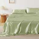 Bedsure Satin Sheets King Size Bed Set - Luxury Silky Bed Sheet Set, Ultra Soft & Wrinkle Free, Good for Hair & Skin, Gifts for Women, 15 Inches Deep Pocket, 4-Piece (King, Sage Green)