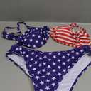 Tainehs Women's Two Piece Bikini Sets O Ring Front Top Ditsy Floral Triangle Swimsuits Cheeky Bathing Suit (Large, American Flag)