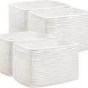 UBBCARE 4 Pack Baskets for Organizing, Woven Storage Baskets for Toys and Towel, Rectangle Cotton Rope Basket with Handles, 14''L x9''W x8''H, White