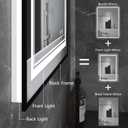 LED Bathroom Mirror with Front and Backlit 24"x36", Black Frame, Wall Mounted, Dual LED Strips, Fogless, Dimmable, 3 Color Changing, Shatterproof, Horizontal/Vertical