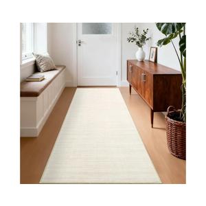 Washable Runner Rug 2x6 Modern Solid Color Kitchen Runner Mat Minimalist Plain Long Runner Rug for Entryway Bedroom Bedside Non Slip Low Pile Boho Accent Solid Runner Rugs for Nursery, Ivory