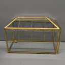 Glass Wedding Card Box with Slot, 12.5'' Large Clear Card Box Gold Brass Gift Card Storage Box with Lock Perfect for Wedding Receptions, Baby Shower, Birthday Party, Bridal Shower