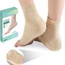 Achilles Tendonitis Heel Protector Socks - (FSA&HSA) Welnove Achilles Tendon Support Compression Socks - Gel Padded Sleeve for Cushion & Protection of Bursitis, Tenderness, Dry Cracked, Regular (Beige)