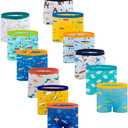 Boys Cotton Boxer Briefs Dinosaur Polar Bear Toddler Kids Underwear 12 Pack (Light Blue)