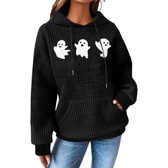 Ghost Boo Boobs Bikini Halloween Pullover Hoodie, L