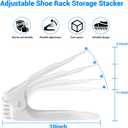 15 Pack Shoe Slots Organizer, 4 Levels Adjustable Shoe Stacker Effective Space Saver 50% for Closet Organization, White