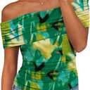 PRETTYGARDEN Women's Off The Shoulder Short Sleeve Ruched Slim Fit Blouse (M)