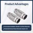 2 x Exhaust Flex Pipe Stainless Steel Braid 3"Inch x 6"Inch w/Ends 8"Inch OAL